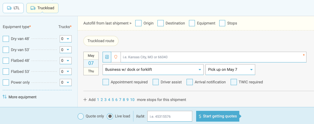 Truckload Features